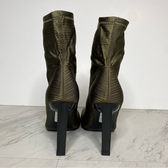 New! Topshop Tia Green Square Toe Heeled Sock Bootie 8 - Picture 3 of 14
